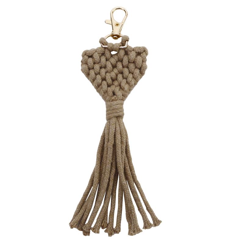 Kreative herzförmige Mini-Makramee-Schlüsselanhänger Boho handgewebte Quasten-Schlüsselanhänger für Autoschlüssel, Handtasche, Telefon, Geldbörse, Hochzeitsgeschenk