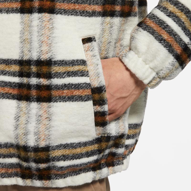 Nike Checked Casual Collar Shirt Jacket Men Outerwear Light-Red Wood-Brown DR6862-104