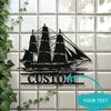 Custom Nautical Ship Silhouette Metal Sign Personalized Wall Art Home Office Coastal Vintage Durable Decor