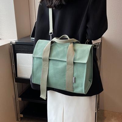 Canvas Bag Women's Large Capacity 2025 New Simple and Versatile Summer Broadband Messenger Bag Portable Tote Bag
