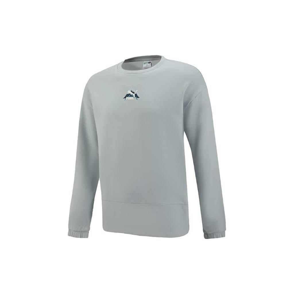 Puma Logo Print Crew Neck Long Sleeve Sweatshirt Men sweatshirt Gray 537391-80
