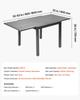 Ausziehbarer Outdoor-Terrassen-Esstisch, 80-160cm Rechteckige Hinterhof-Bistro-Tische für 4-6, Aluminiumrahmen Metall Stahlleisten, Wetterfest Groß