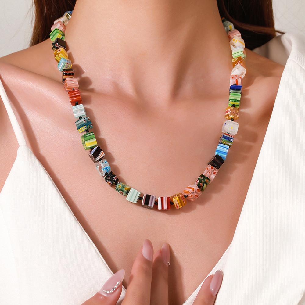 Gioielli fatti a mano in Vetro di Murano Millefiori con Stile Geometrico per Regalo, Viaggio, Occasione
