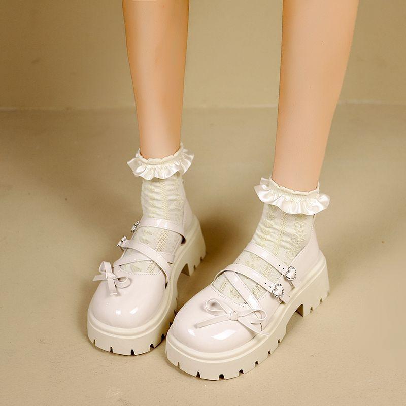 Black Mary Jane Shoes for Women with Bow Platform Woman Pumps Round Toe Slip on Vacation Non Quick Delivery Summer 2025 Popular