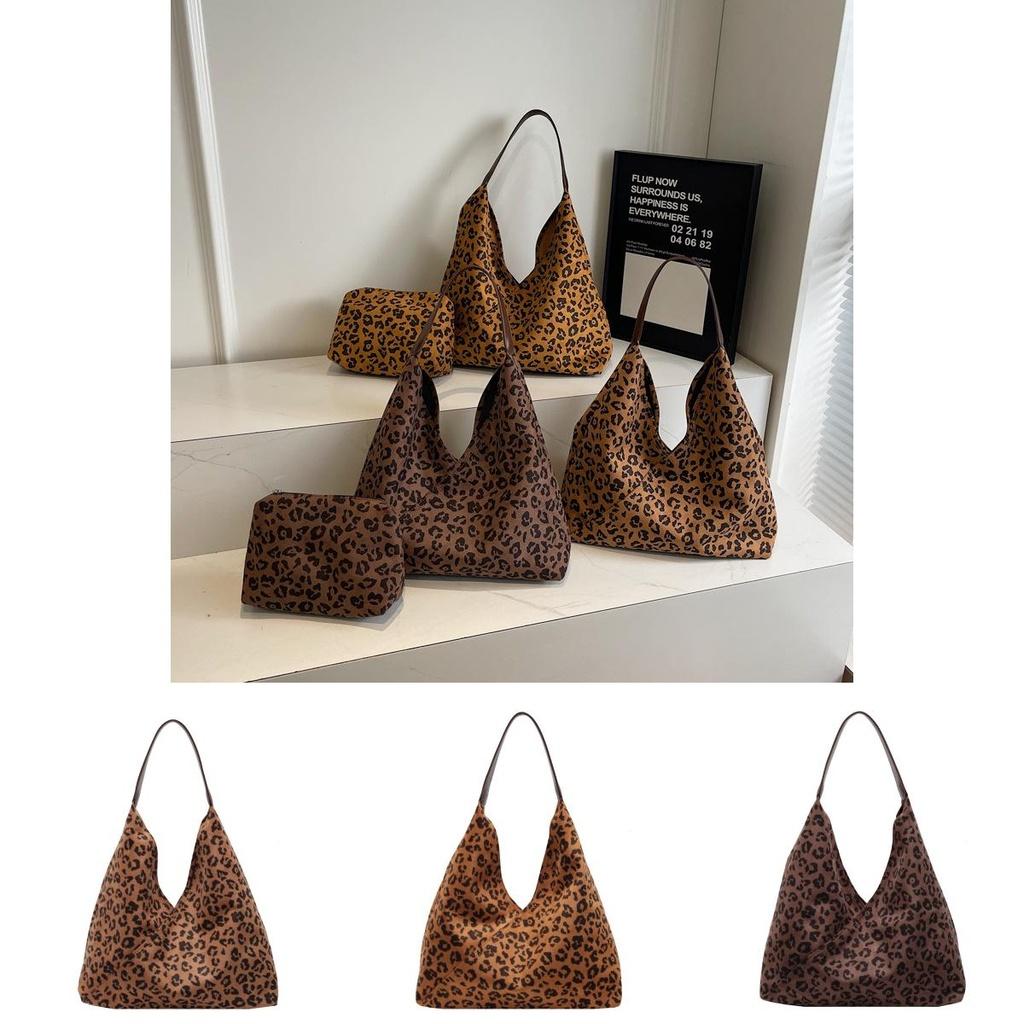 Fashionable Khaki Brown Coffee Leopard Tote Bag For Women Urban Minimalist Style