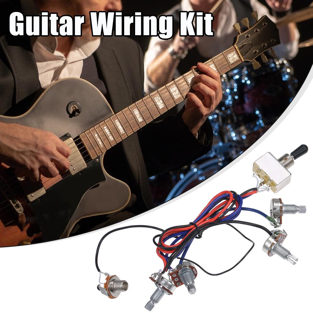 Prewired Wiring Kit for LP Electric Guitar 2T2V 500K Pots 3 Way Toggle Switch Wiring Set with Jack