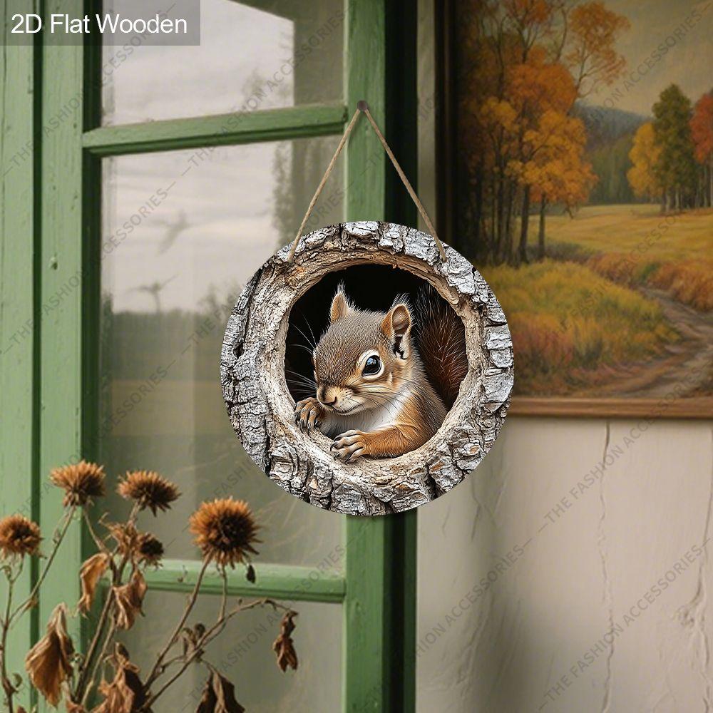 2D Plane Hanging Decorative Signs, Interior Wall or Door Decoration, Garden Decoration, Squirrel Pattern, Interesting Gifts for Family and Friends