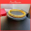Gold Plated Hollow Floral Design Gothic Style Leather Bracelet For Ladies