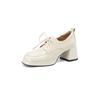 Fashion New Spring Autumn Split Leather Loafers Woman Shoes Chunky Heel Square Toe Platform Shoes for Women High Heels Women Pumps