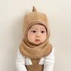 Winter Fleece Balaclava for Baby Cute Cartoon Dinosaur Hooded Scarf Hat Kids Warm Children One Piece Beanie Cap