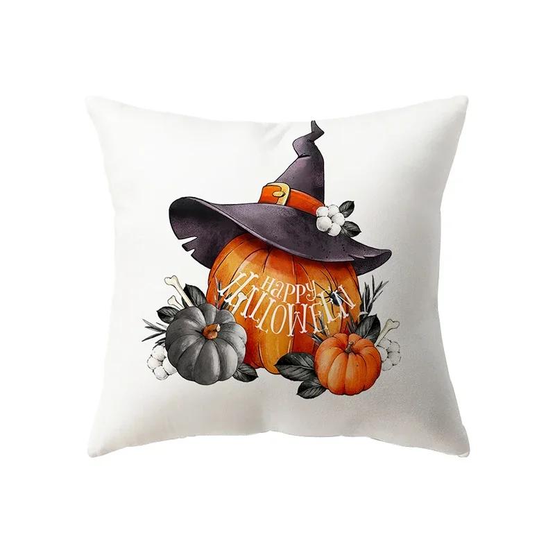 Halloween Theme Horror Pumpkin Print Pattern Cushion Cover Home Living Room Sofa Decoration Square Pillow