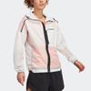 Adidas Classic Logo Print Outdoor Sports Hooded Jacket Lightweight Casual Outerwear Women White HT9405