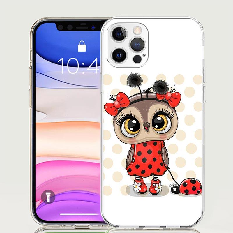 

Cute Owl Hearts Lover Case Phone Cover for Apple iphone 17 Air 16 15 14 13 Mini 12 11 Pro Max 16E 7 Plus 8 + SE 2020 Trend Funda iPhone 16 Plus