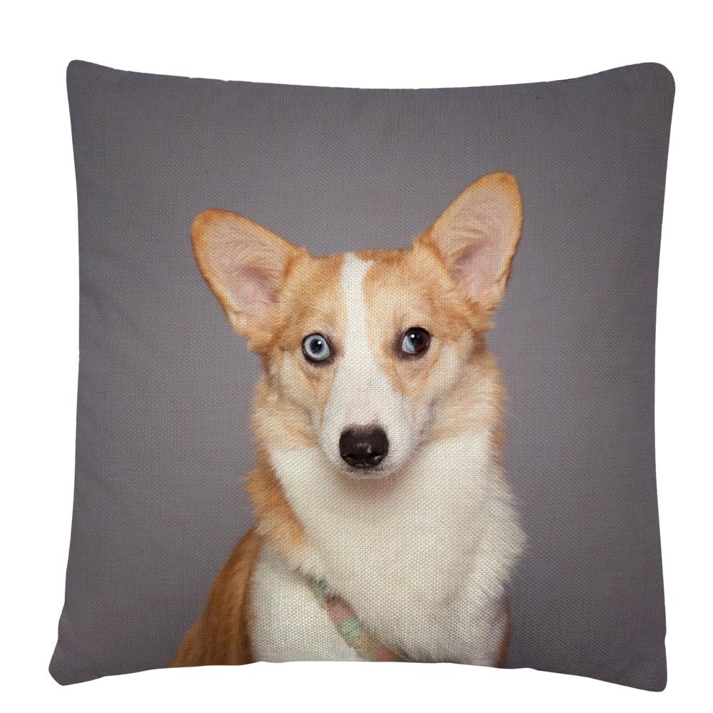 Kissenbezug mit Welpen-/Hunde-Kunstfoto-Muster, Polyester, Kissenbezug, Heim-Sofa-Auto-Dekor