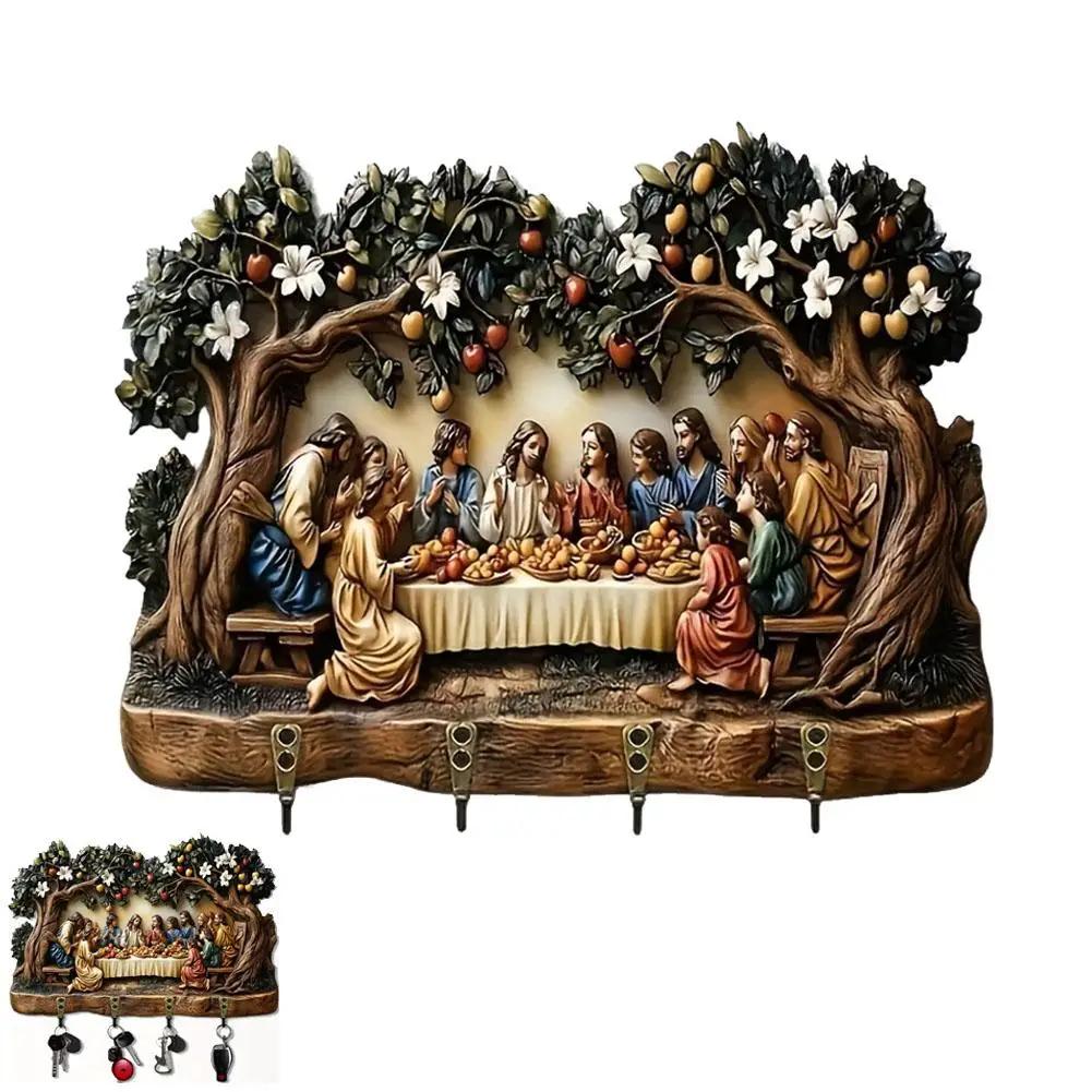 Wooden Wall Keychain Hanging Classic Wooden Nativity Shared Holder Keychain Ornament Key Up Movie Keychains Hooks Scene Han T9O6