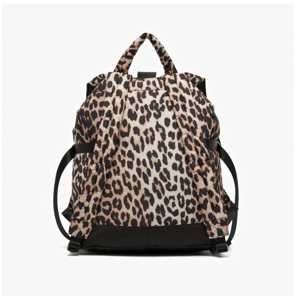 Ganni A4757 943 Leopard Print Tech Backpack