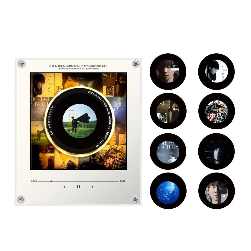 NFC Induction Rotating Vinyl Disc Player Magnetic Refrigerator Sticker Built-in Speaker Auto Singing Night Light Creative Decor