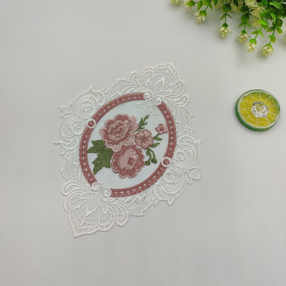 Ovaler Vintage-Spitzen-Stickerei-Untersetzer, Hitzeschutz, Foto-Requisiten, Tischdecke, Europäischer Stil, Kaffee-Getränke-Pad für Heimdekoration
