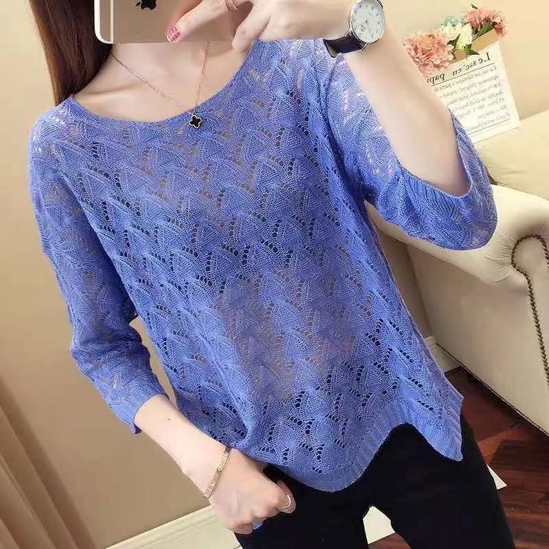 

Women s Summer Korean Style Loose Knit T-Shirt Cover-Up - Trendy, Lightweight & Fashionable Sweater S чорний