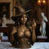 Halloween Middle Finger Witch Ornament Resin Women Bust Figurine Statue Sculpture Home