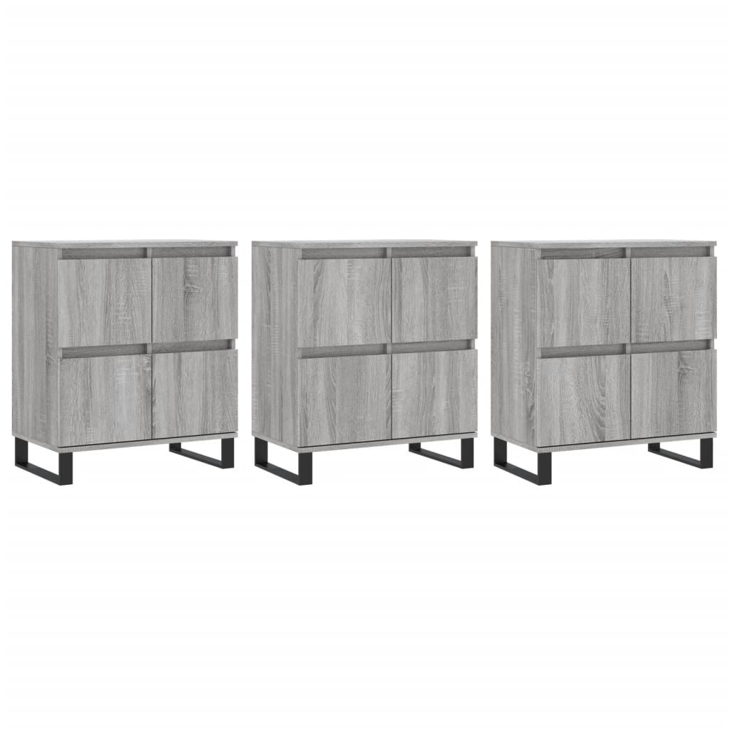 Sideboards 3 pcs Grey Sonoma Particleboard