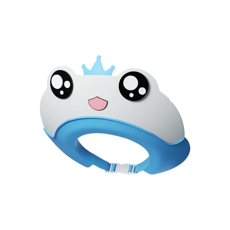 

Регулируемая детская шапочка для душа, водонепроницаемый козырек для ванны с защитой ушей для малышей, милый дизайн животных, аксессуары для купания, мягкий полипропиленовый материал Frog-Blue