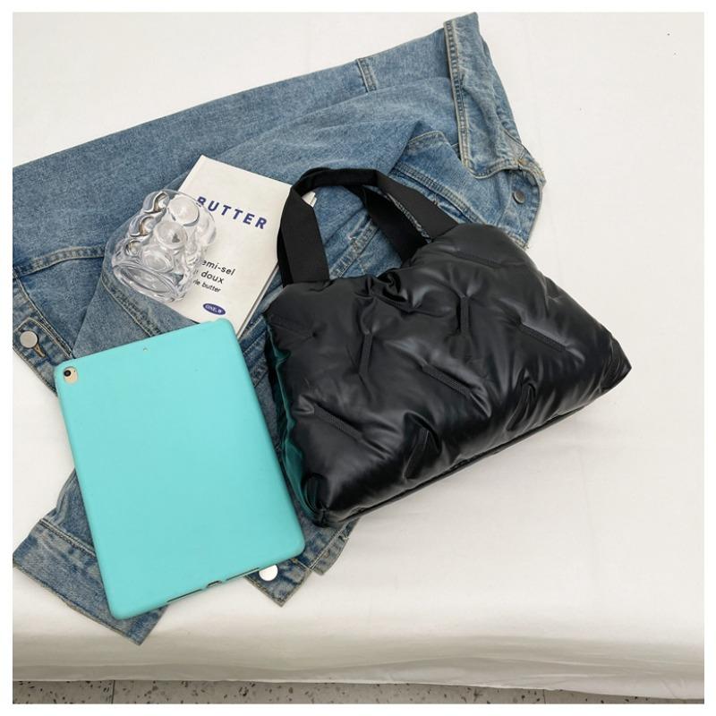 New Women Handheld Underarm Bag Minimalist Glossy Down-Filled Tote Bag Large Capacity Oxford Shoulder Bag