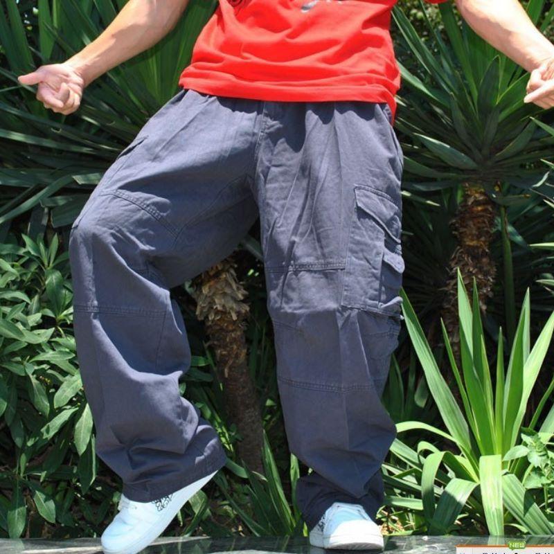 Pantaloni da uomo taglia grande gamba larga pantaloni da uomo ingrassati hip hop larghi multi-tasche sport all'aria aperta workwear