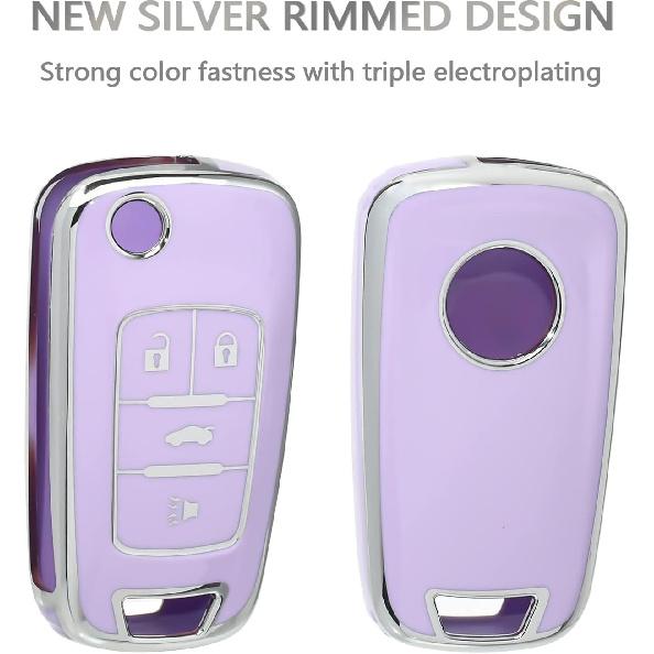 OFFCURVE for Chevy Buick Key Fob Cover, TPU Key Fob Case Cover for Buick Encore Chevy Chevrolet Camaro Equinox Impala Sonic Trax GMC Terrain Flip 4