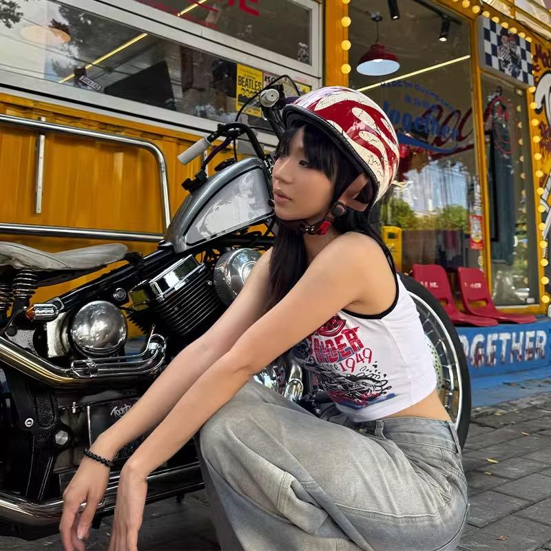 China 3C certification retro motorcycle helmet pedal cruise helmet for men and women with sunscreen goggles half helmet.