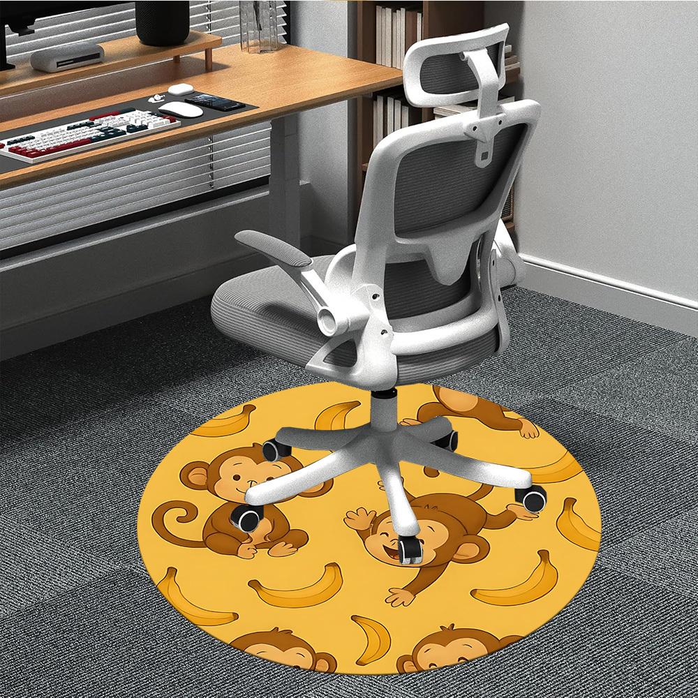 1pc Monkey Bananas Pattern Chair Carpet for Office, Non-slip, Soft and Durable Office Rug, Perfect for Office yy260131055