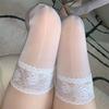 Horse Oil Women Stockings Sexy Shiny Satin Lace Top Silicone Anti-skid Legs Socks Summer Pantyhose Tight Female Smoothly Hosiery
