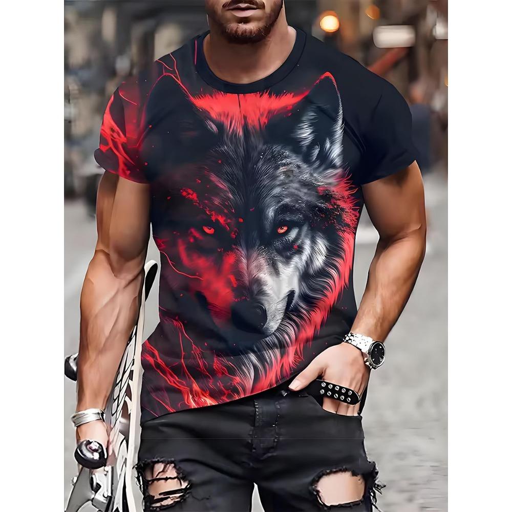 Summer Men's 3D Digital Printing, Casual and Comfortable Versatile Men's Round Neck Short Sleeved Shirt