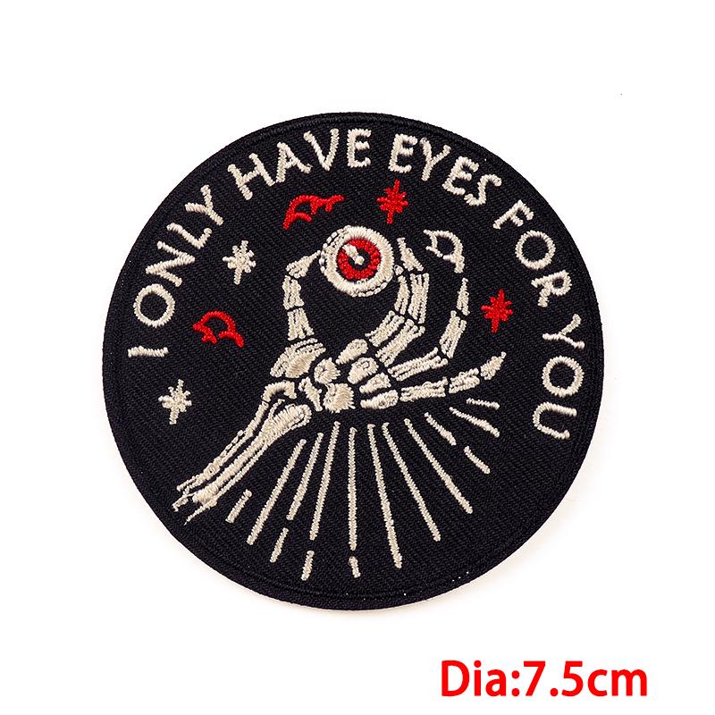 Drinking Coffee Skeleton Patches Skull Finger Letter Embroidery Patch For Clothing Thermoadhesive Patches On Clothes Punk Patch