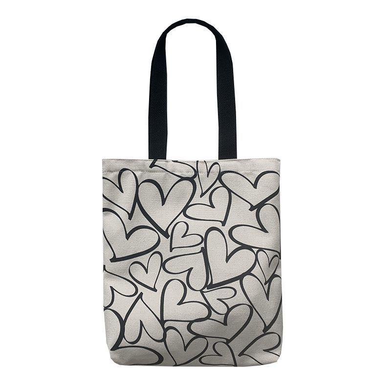 2025 Korean Style Heart Cloud Polka Dot Canvas Tote for Women