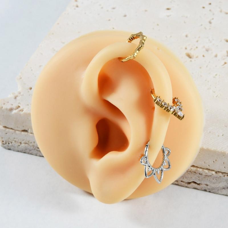 Fashionable Crystal Nose Piercing Ring Jewelry Stainless Steel Accessory for Ear Cartilage Music Festival Accessories