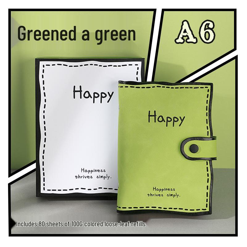 

Kajie A6 Comic Style Loose-Leaf Binder with Thick Replaceable Pages and Custom Logo Printing - Simple Diary