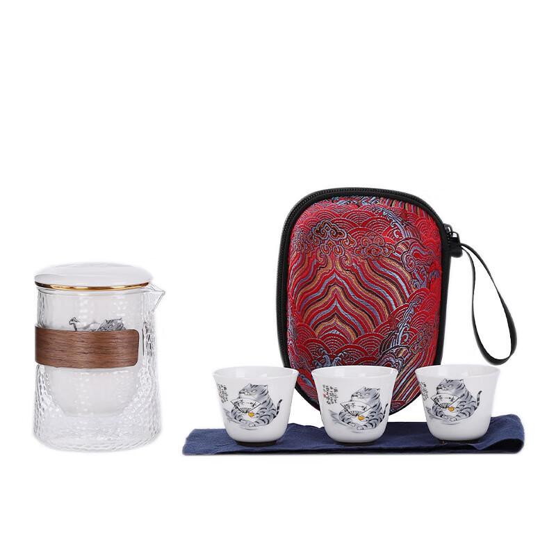 Chaxun White Porcelain Travel Tea Set (1 Pot, 3 Cups)