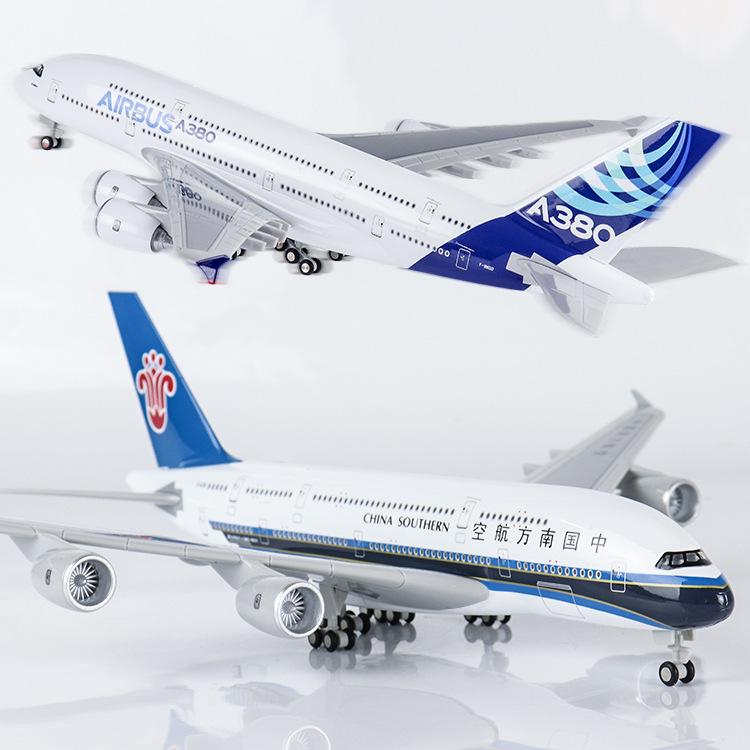 30cm Airbus A380 China Southern & COMAC C919 Model with Lights and Wheels - Airplane Ornament Gift