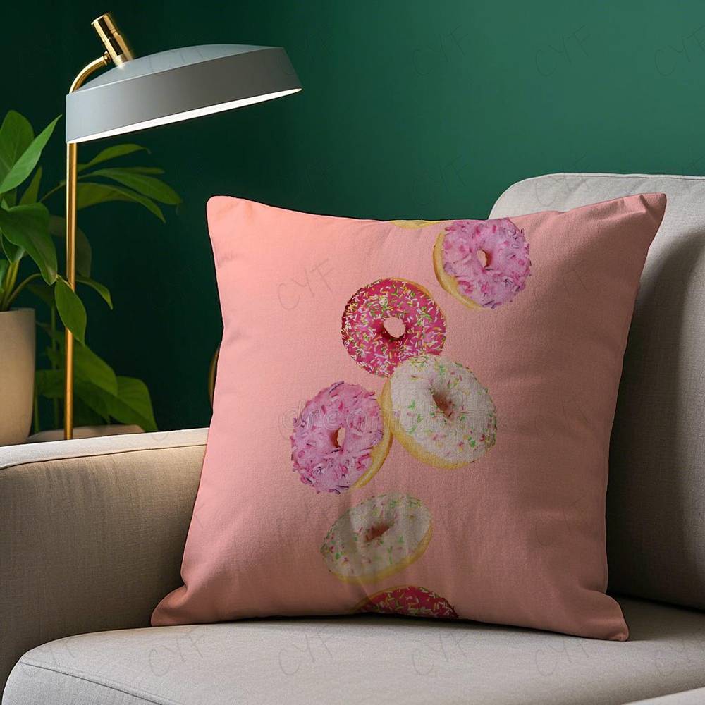 Sweet Donut Cute Anime Pillow Case Custom Printed Brushed Fleece Pillow, Baby Skin-Touch, Eco-Friendly Dye-Sublimation Cushion F