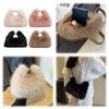 Adjustable Strap Clutch Purse Women Faux Fur Shoulder Bag Soft Plush Handbag Solid Color Hobo Bag for Travel Party