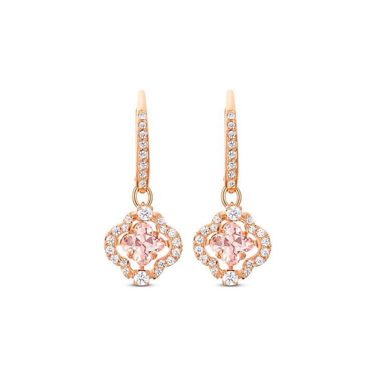 Swarovski Four Leaf Clover Heartbeat Earrings Women earrings Rose-Gold 5516477 Box (Random Color)