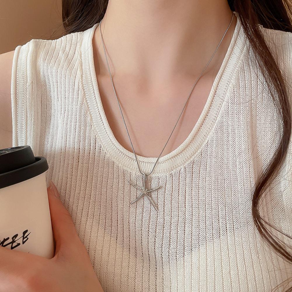 Beach Sea Series Bohemian Starfish Choker Shell Pearl Shell Pearl Chain Necklace Girls Couple