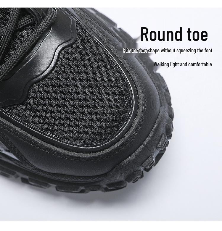 Men's Trendy Spring Mesh Sneakers - Breathable, Thick-Soled, Non-Slip Casual Dad Shoes