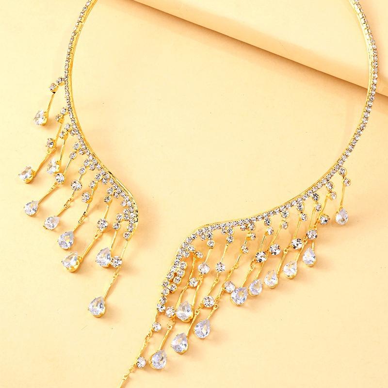 Tassel Necklace Exaggerated Flash Rhinestone Collar High-end Sense Banquet Accessories for Women
