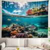 Blue Abstract Stripes Wall Tapestry,Modern Wall Hanging Large Tapestry Decoration Polyester Fiber White Hem Around for Dorm Room