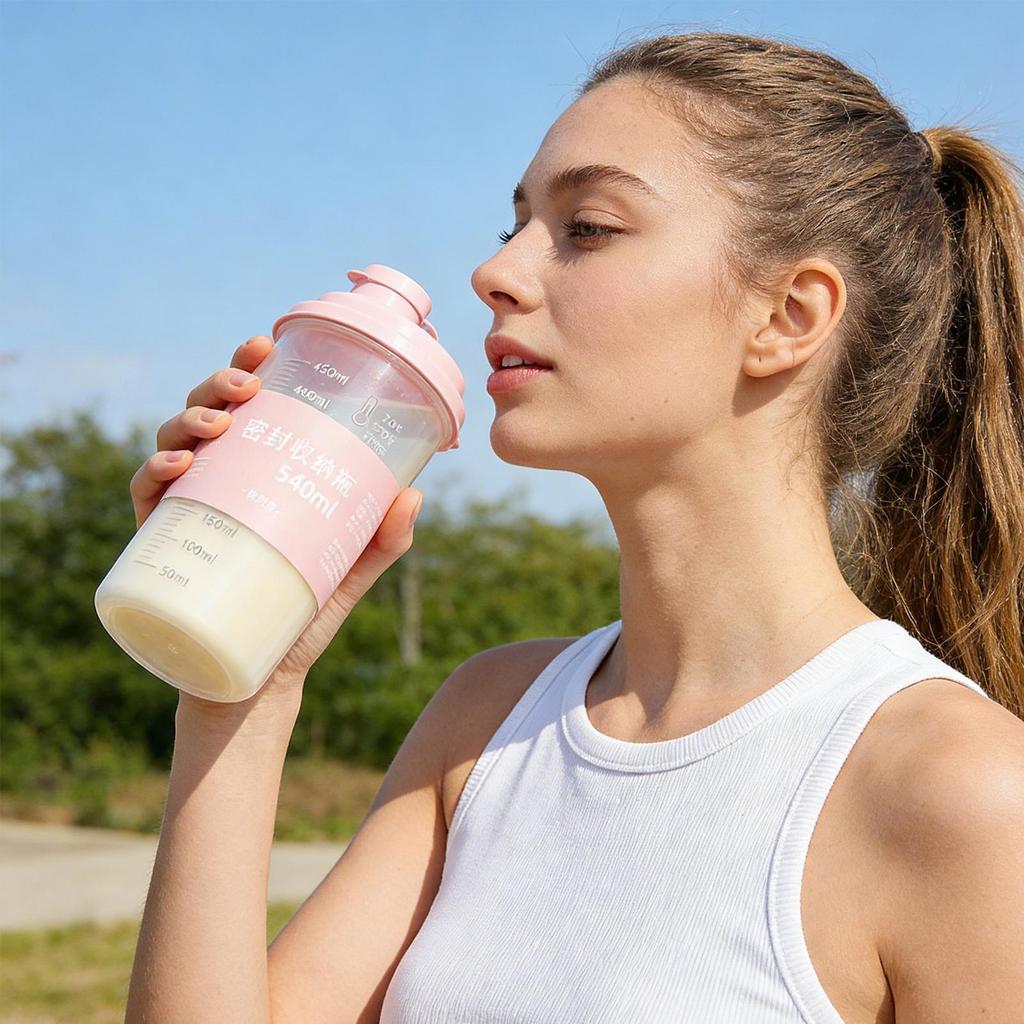 Water Bottles 540ml Clear Drinkware With Scale Anti-Leak Water Bottles Large Capacity For School Gym Travel Outdoor Women Men