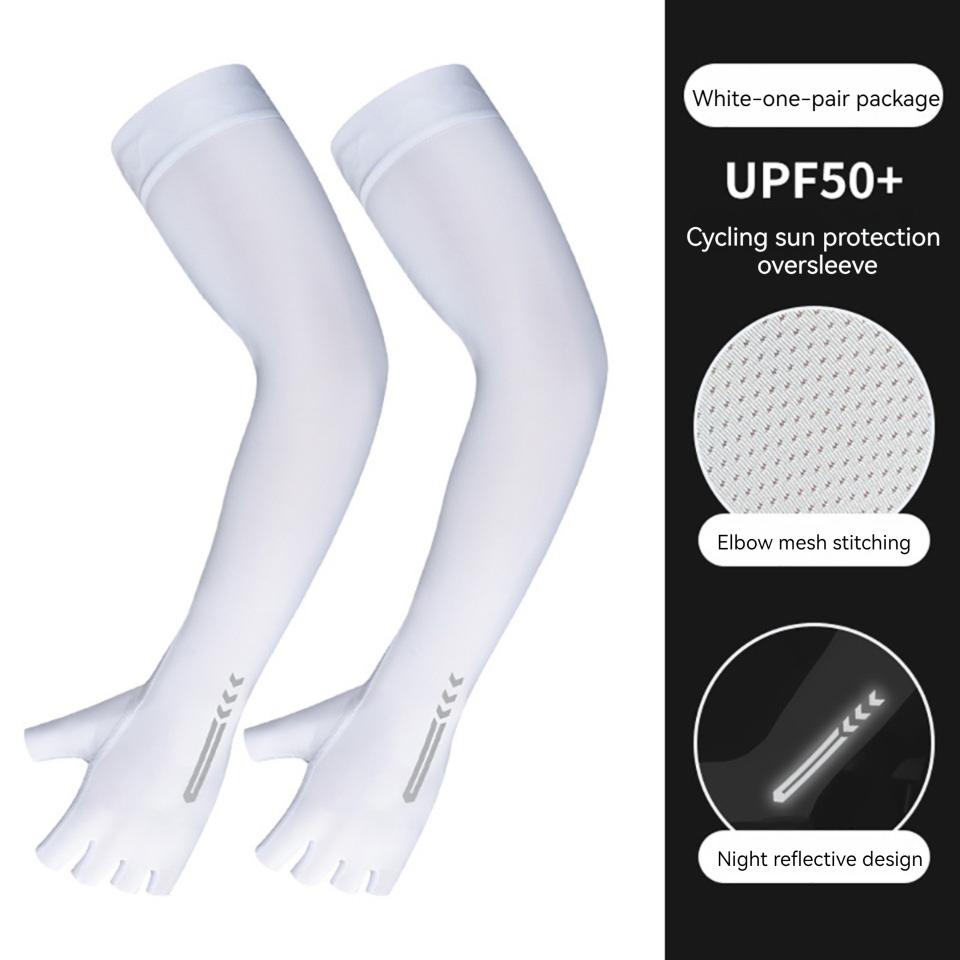 

1Collection of Two Biking Arm Sleeves Summer Cool Quick Non-slip Solid Color Running Activities Sunscreen Sleeve Breathable Fishing Practical Use M белый