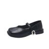 Square head Mary Jane shoes women's new shallow mouth small leather shoes with versatile single shoes children