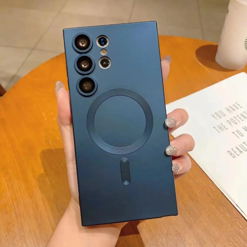 Magnetic Wireless Charger For Magsafe Matte Bumper Case For Samsung Galaxy S24 S23 S22 Ultra Plus S21 S20 Note 10 20 Phone Cover